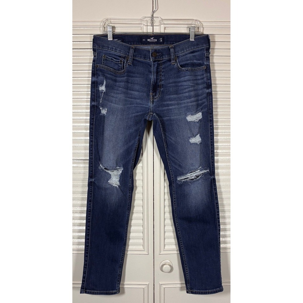 Hollister Skinny Distressed‎ Stretch Jeans Size 32 Ripped Destroyed Y2K Grunge